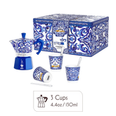 Dolce & Gabbana Gift Set – 3-Cup Moka Pot + 3 Cups & Stirrers - Blu Mediterraneo