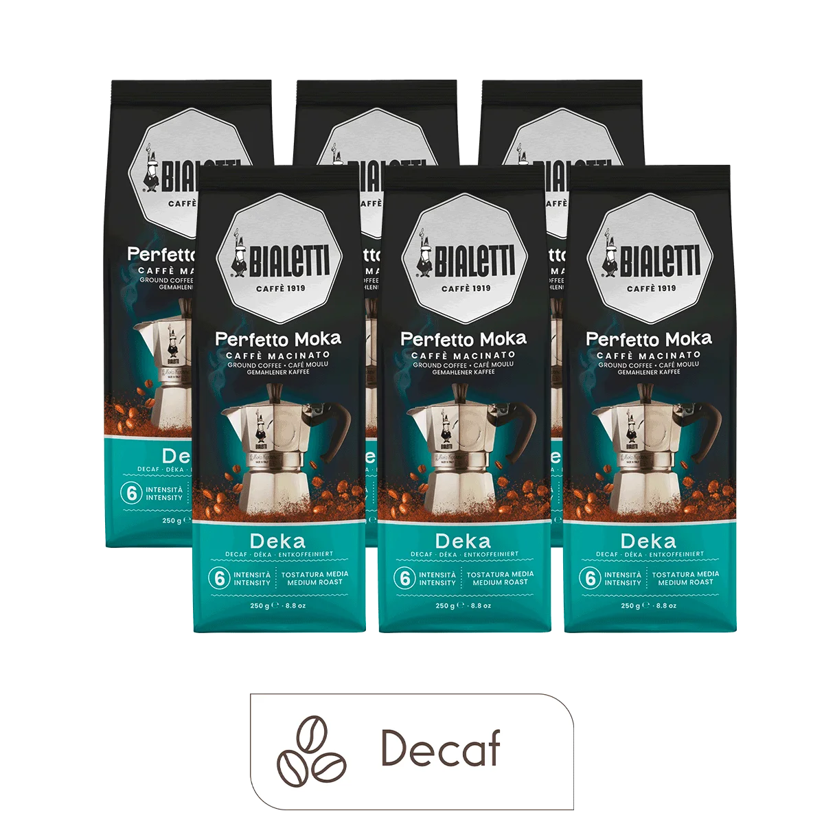 Perfetto Moka Ground Coffee Decaf (6-Pack, 8.8 oz each)
