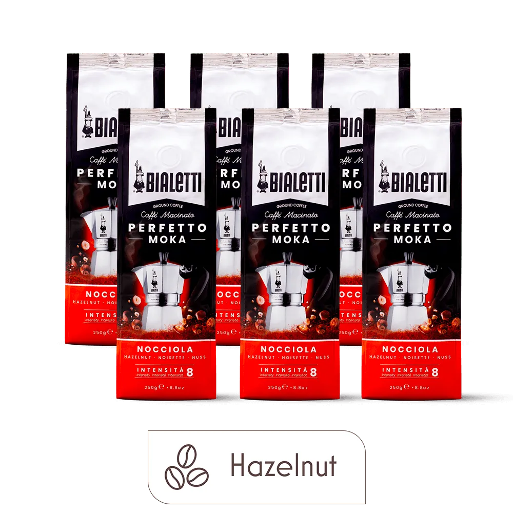 Perfetto Moka Ground Coffee Hazelnut (6-Pack, 8.8 oz each)