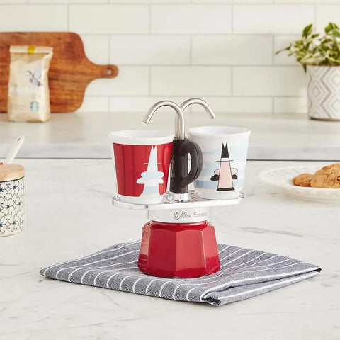 Mini Moka Pot Espresso Gift Set | Italian Coffee Maker with Cups