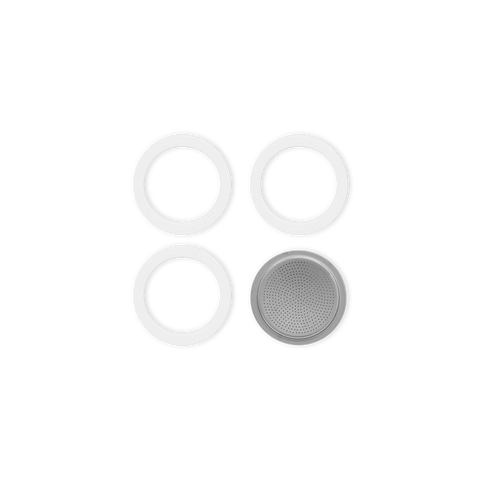 Set of 3 gaskets and 1 filter holder for 2-cup model