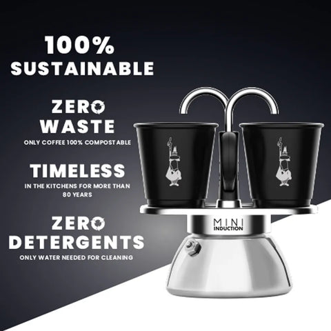 Induction Mini Moka Pot Espresso Gift Set | Italian Coffee Maker with Cups