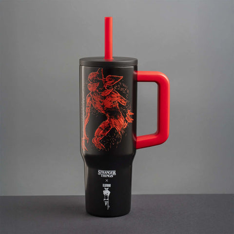 Stranger Things Tumbler with Handle and Straw – 30 oz