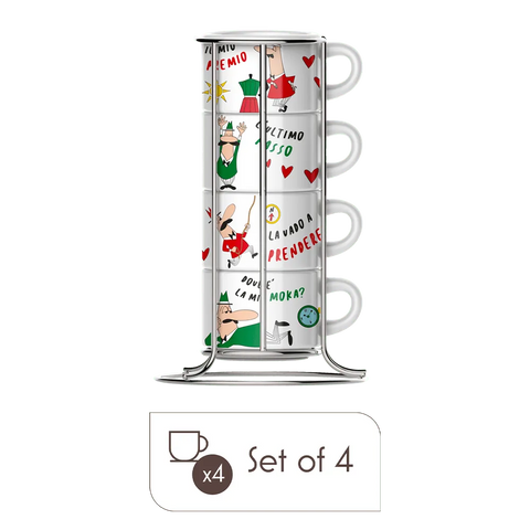 Italia Stackable Percelain Cappuccino Cups Set of 4