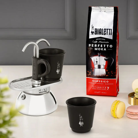 Induction Mini Moka Pot Espresso Gift Set | Italian Coffee Maker with Cups